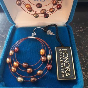 Honora Genuine Pearl Hoop Earrings - New with Tags - Gorgeous Fall Colors!